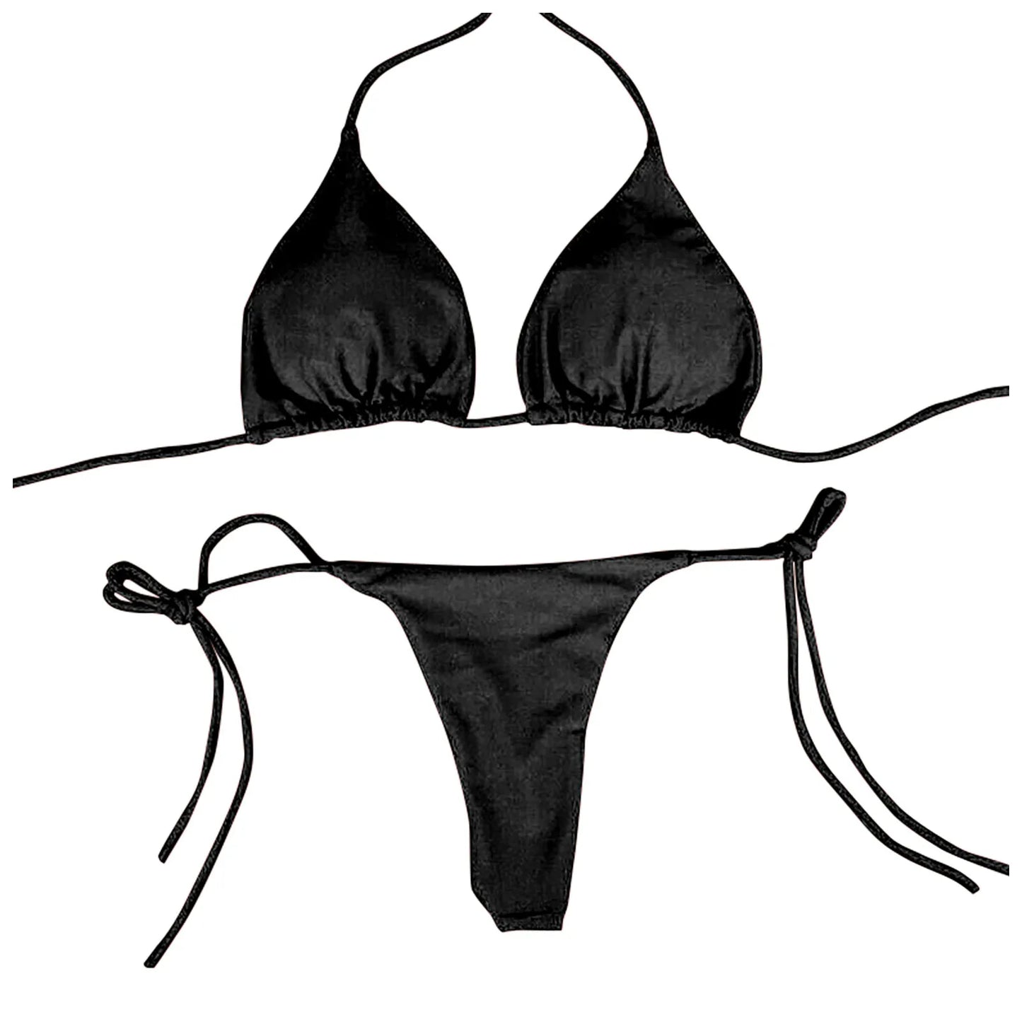 Sexy Women Bikini Side Tie Swimsuit T--back Low Rise Thong Bandage Style Brazilian Swimwear Soft