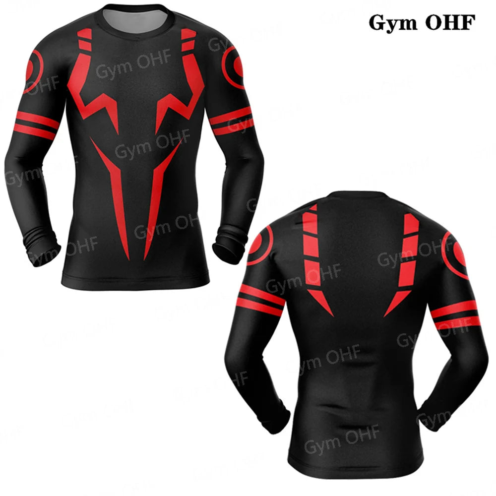 Jujutsu Kaisen Anime Compression T Shirt Suits Men's 2 In 1 Shorts Sport Running Jogging Gym Tracksuit Men Clothing Rashgard MMA