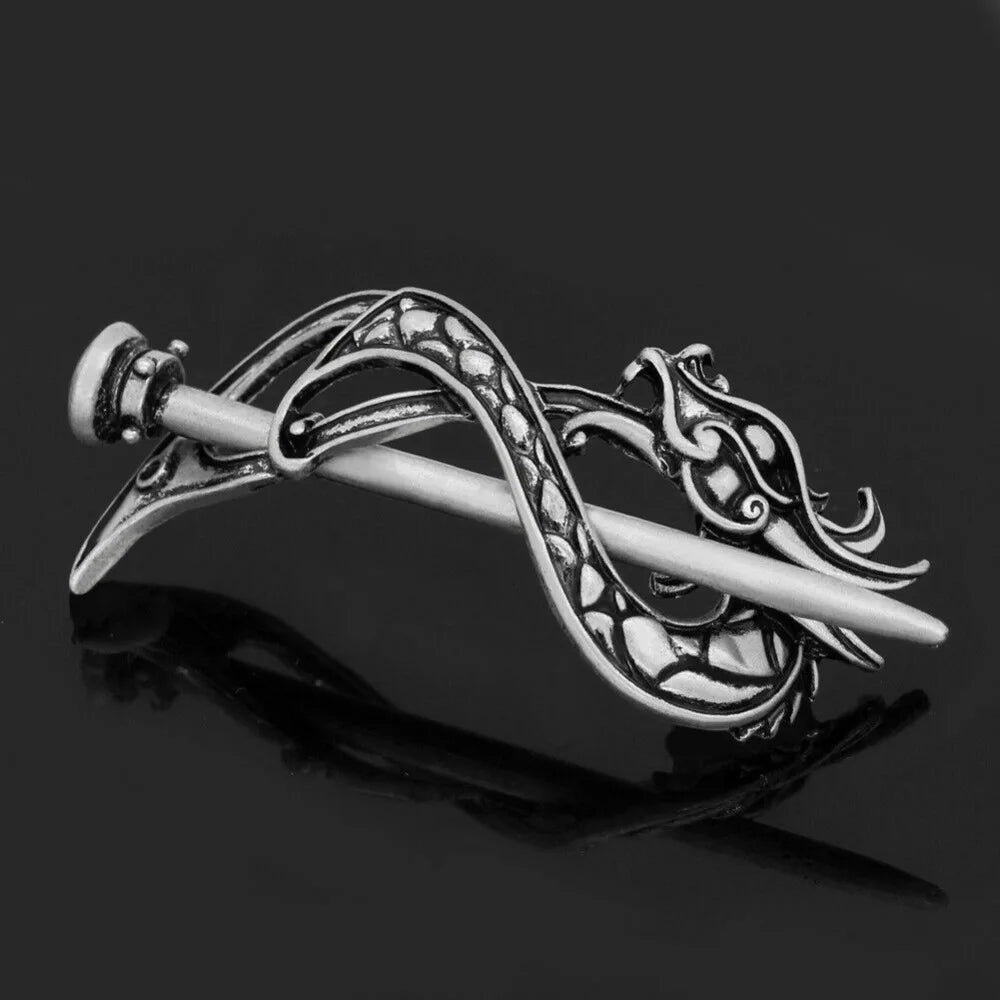 5 Pcs Viking Celtic Long Hair Clips - Vintage Silver Celtic Knot Hair Stick