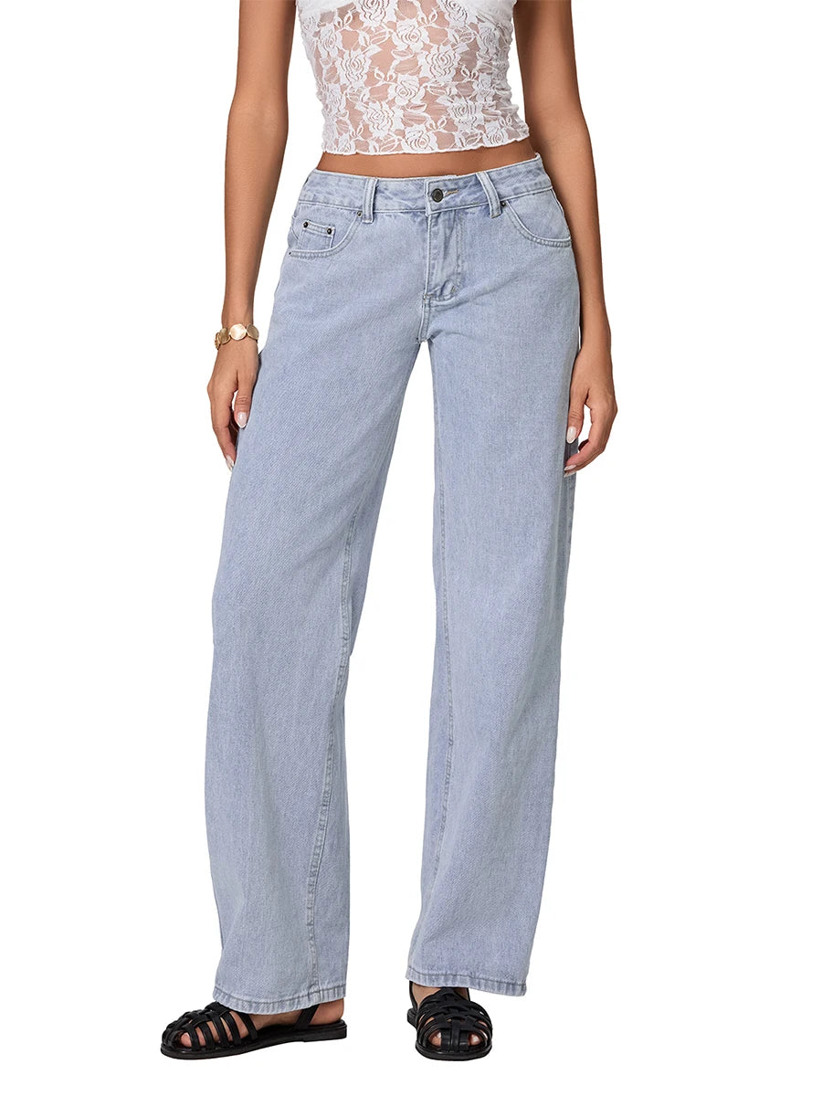 Women s Relaxed Fit Low Rise Denim Jeans with Stylish Pockets and Straight Leg Design for a Trendy Summer Look