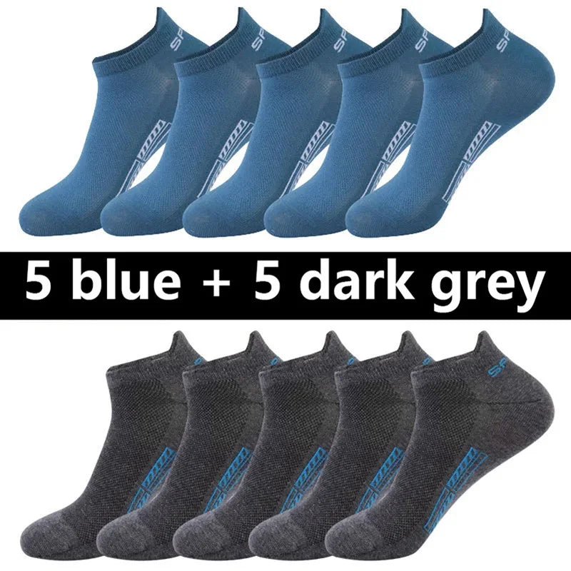 20pcs=10 Pairs Summer Autumn Men Cotton Socks Sport Breathable Ankle Socks Quality Mesh Casual Athletic Thin Cut Short