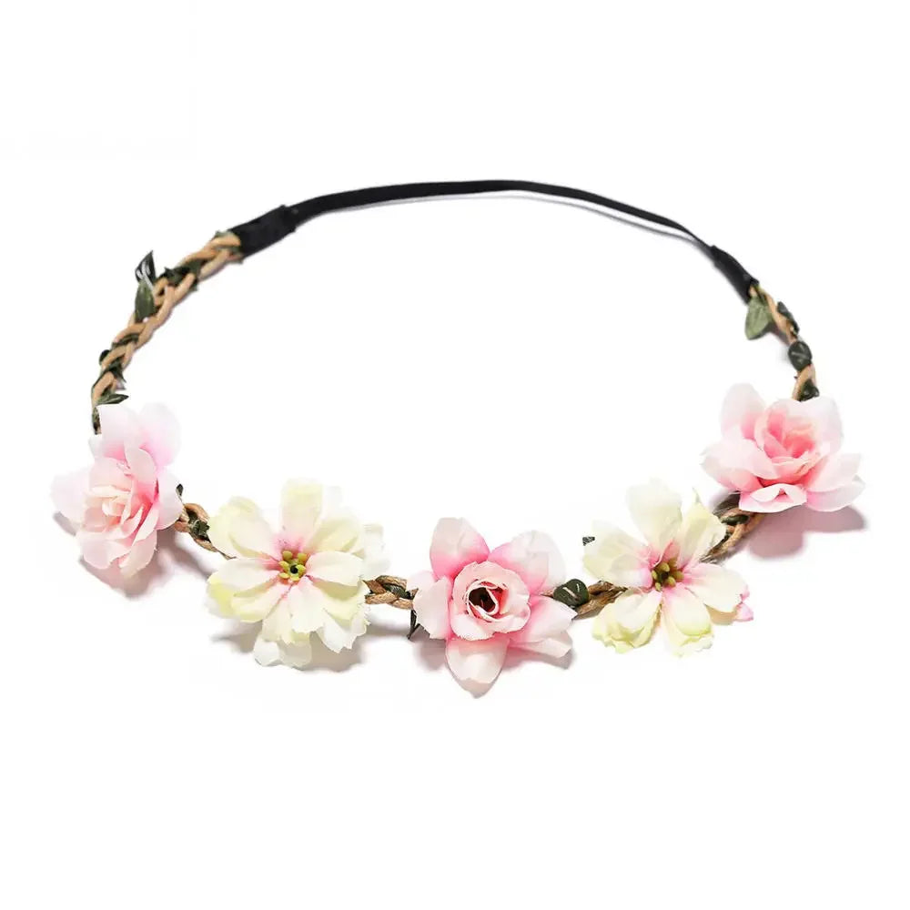 Flower Crown Hairband Rope Floral Headband Garland  Wreath Elastic Hair Accessories  Headpiece