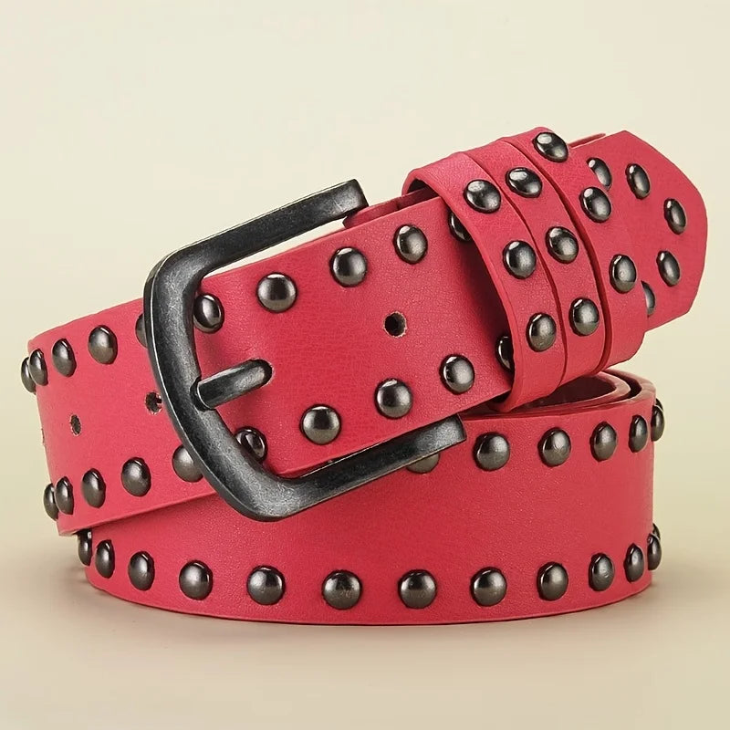 Retro Made Old Alloy Needle Buckle Belt Circular Rivet Women's Belt Rock Style Jeans Belt
