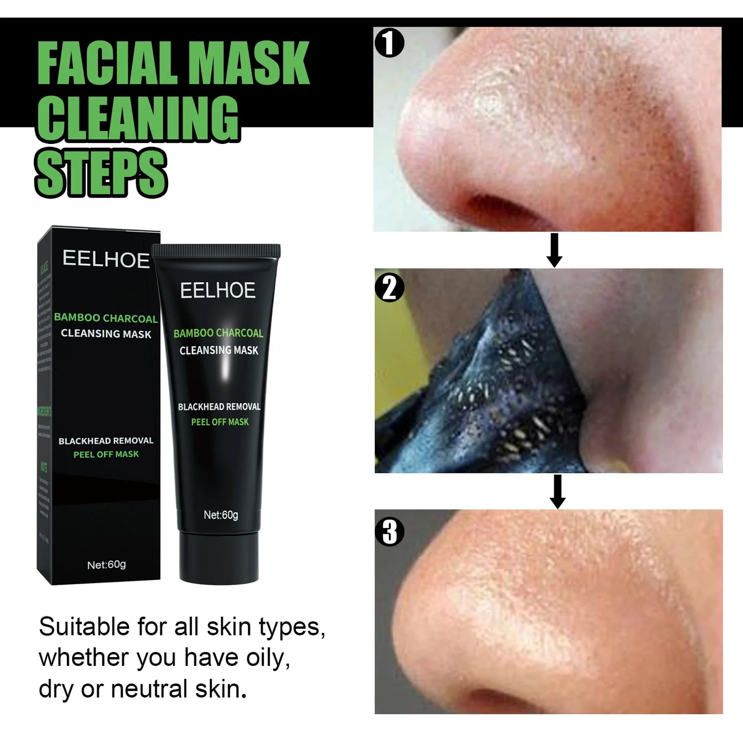 Bamboo Charcoal Peeling Mask Cleansing Pores Acne Blackheads