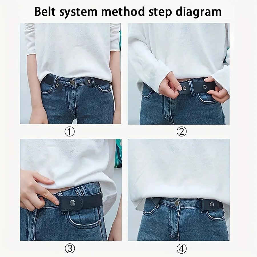 Simple And Fashionable Women's Belt Elastic Woven Invisible And Seamless Unisex Jeans Belt Length Adjustable