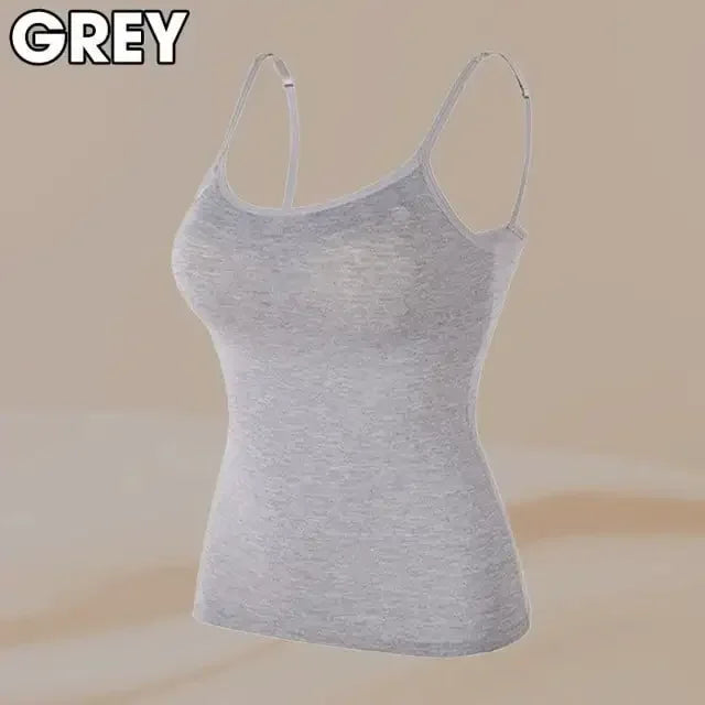 Sexy Women Tops Solid Padded Bra Spaghetti Camisole Top Women Vest Women Camisole with Built in Bra Cami Top Vest Tank Top