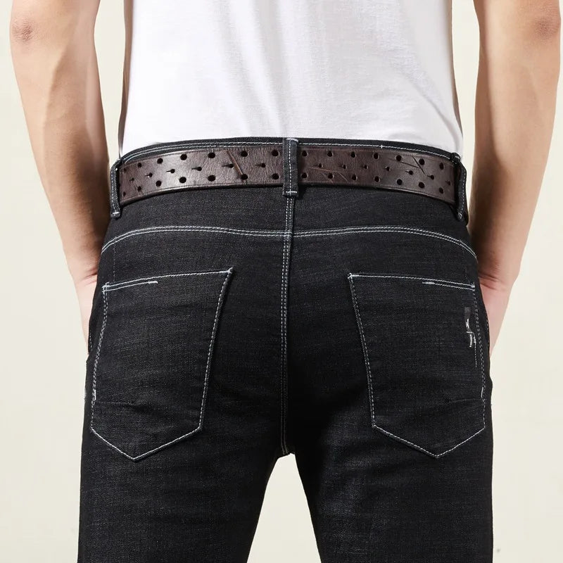 100% Pure Cowhide 3.8cm Wide Luxury Thick Genuine Leather Belt  Double Pin Buckle