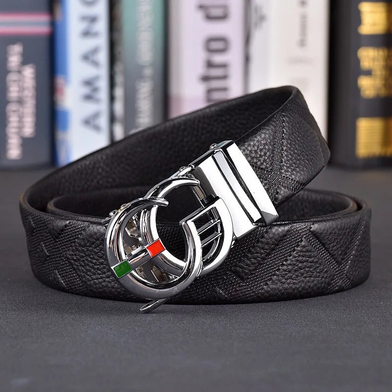 Designer fashion automatic buckle jeans high-quality material belt