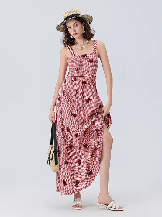 Floral Print Maxi Dress with V-Neckline and Adjustable Spaghetti Straps Boho Style