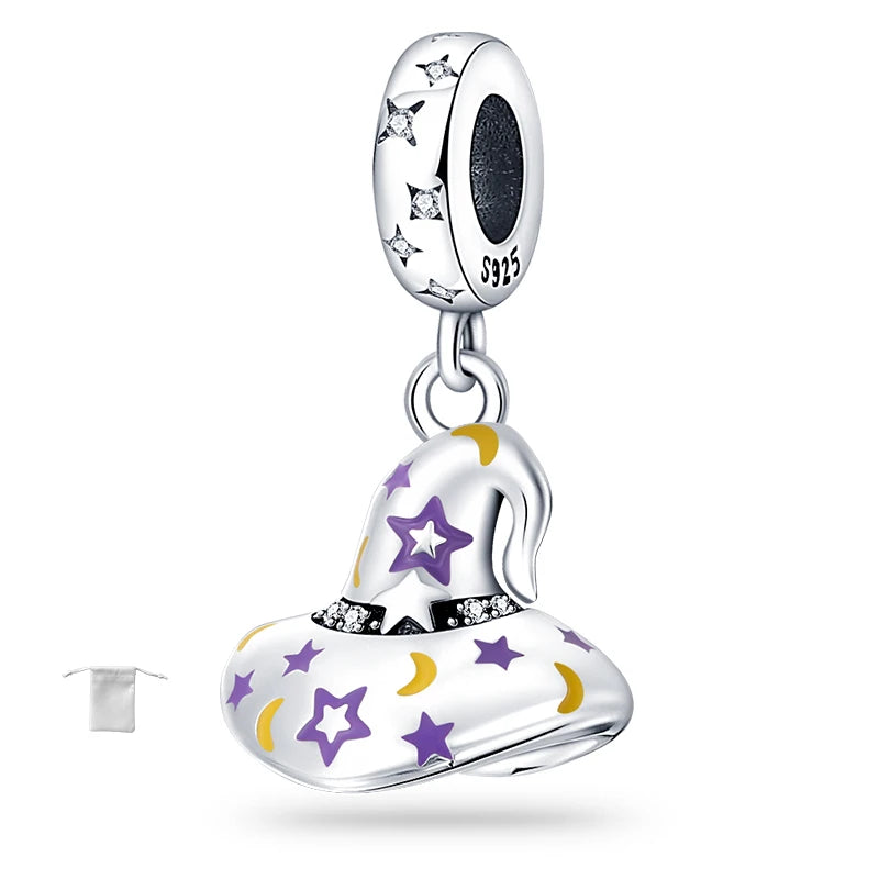 925 Sterling Silver Halloween Colored Magic Hat Beads Fit Pandora Original Bracelet