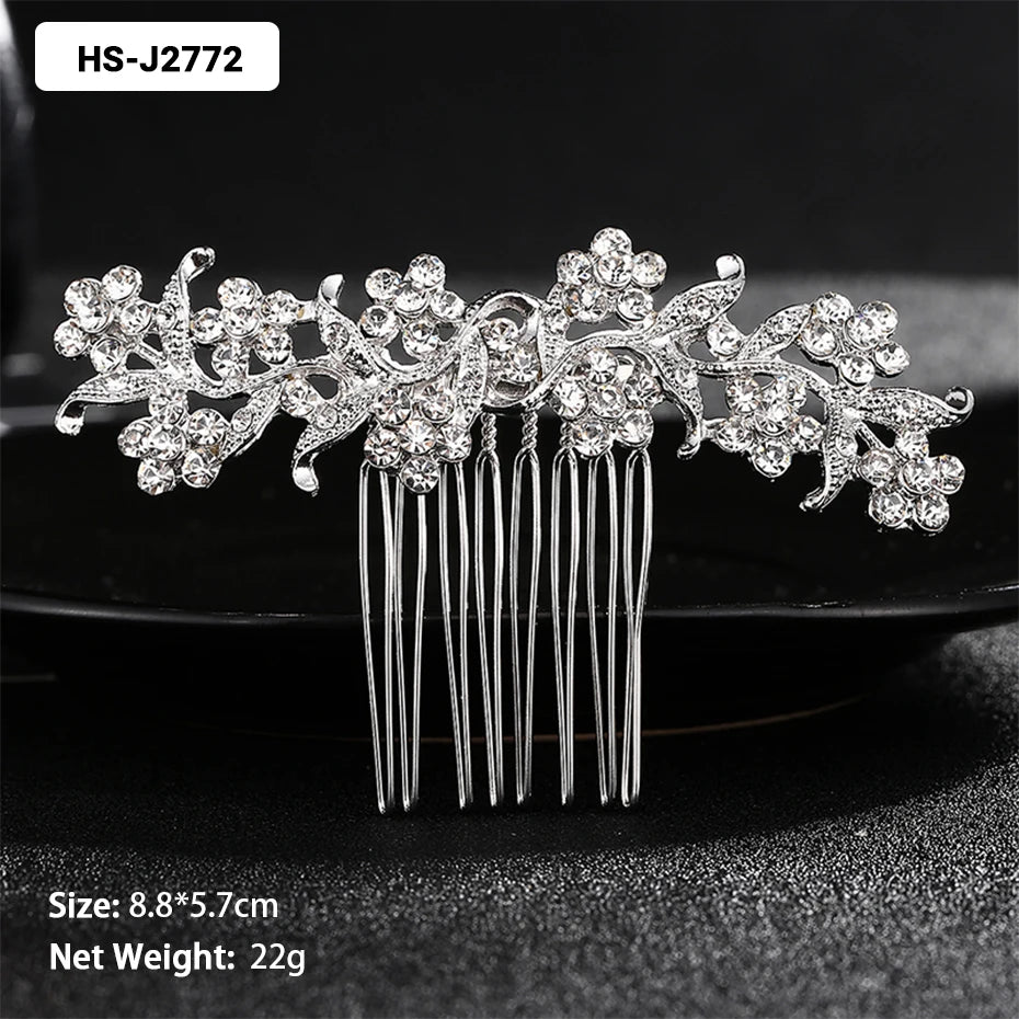 Silver Color Wedding Hair Combs Hairpins Crystal Rhinestone Bride Hair Accessories Women Bridal Hair Jewelry