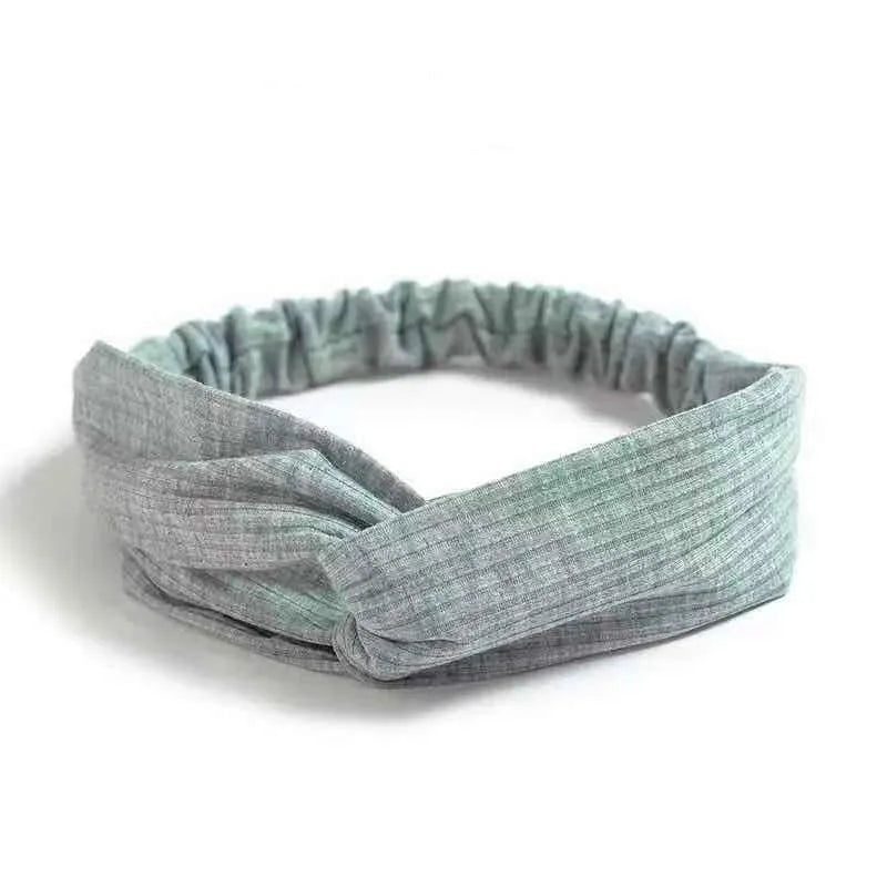 Boho Women Soft Solid Print Headbands Vintage Cross Knot Elastic Hairbands Turban Bandanas Hair Bands Hair Accessories