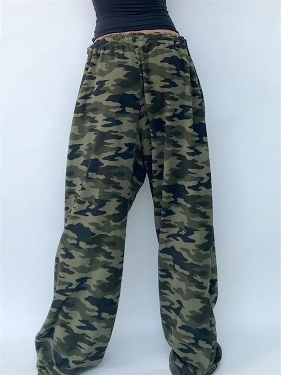 Women s Camouflage Cargo Pants High Waist Baggy Trousers with Pockets Military Style Streetwear Fashion