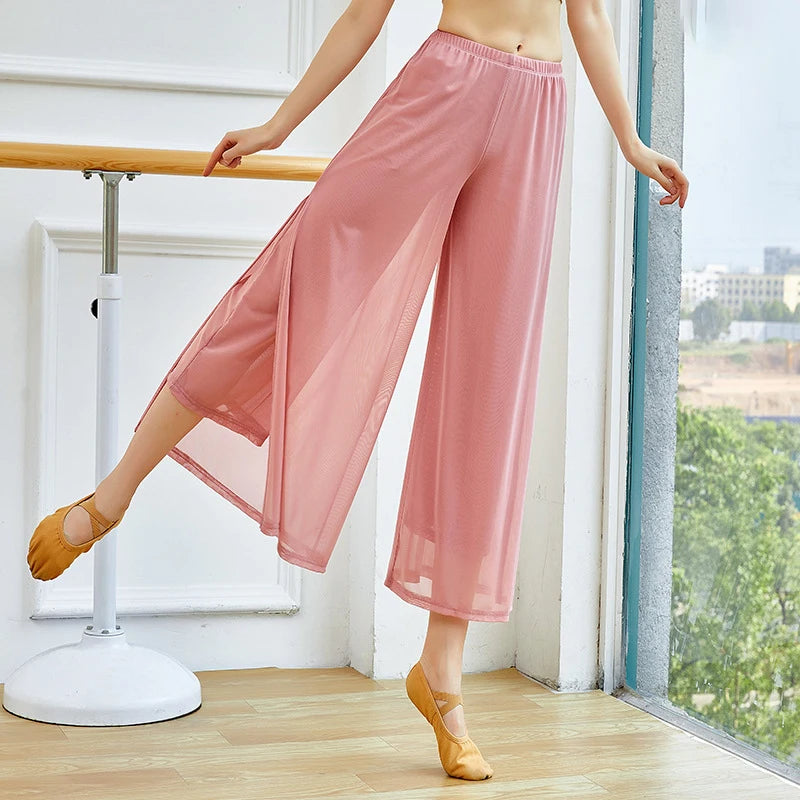 Pants For Women Mesh Nylon Loose Wide Leg Trousers Daily Ladies Yoga Pants