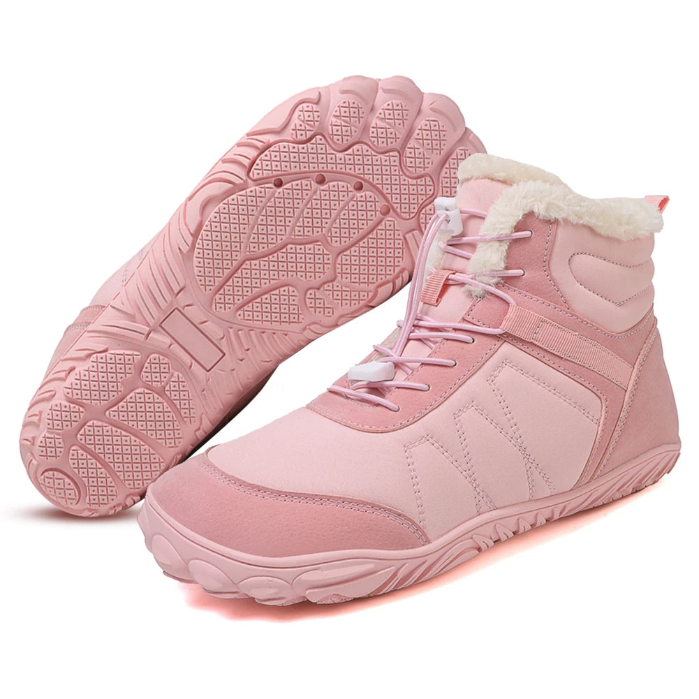 Winter Snow Boots Barefoot Hiking Shoes Waterproof High-Top Booties Anti Slip Minimalist Five Finger Boots for Hiking Climbing