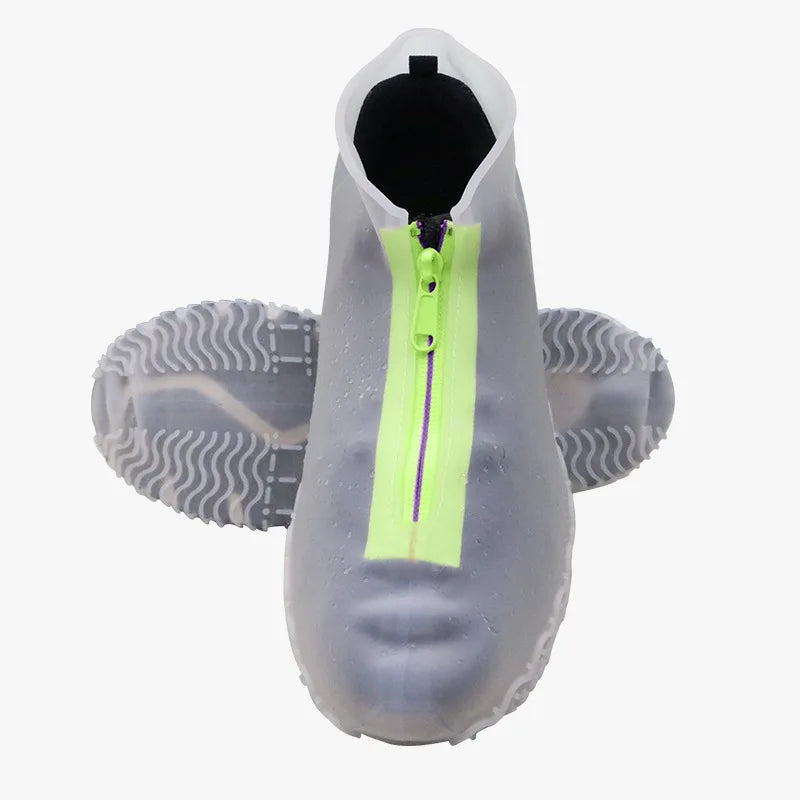 Waterproof Zipper Silicone Shoe Cover Rain Boots Unisex Outdoor Solid Non-Slip Wear-Resistant Reusable Shoe Cover
