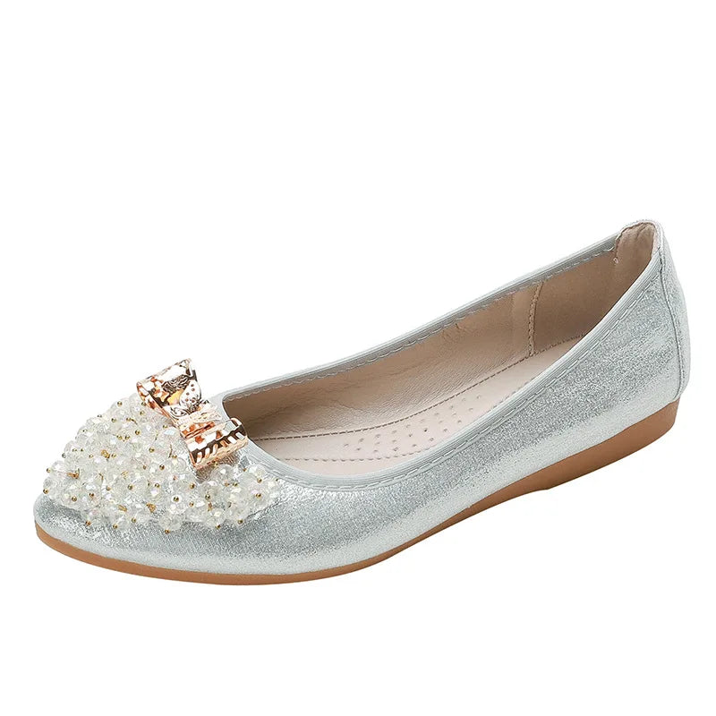 Ballet Flats Anti-Slip Bling Pointed Shoes Rhinestone Comfort Walking Flat Shoes