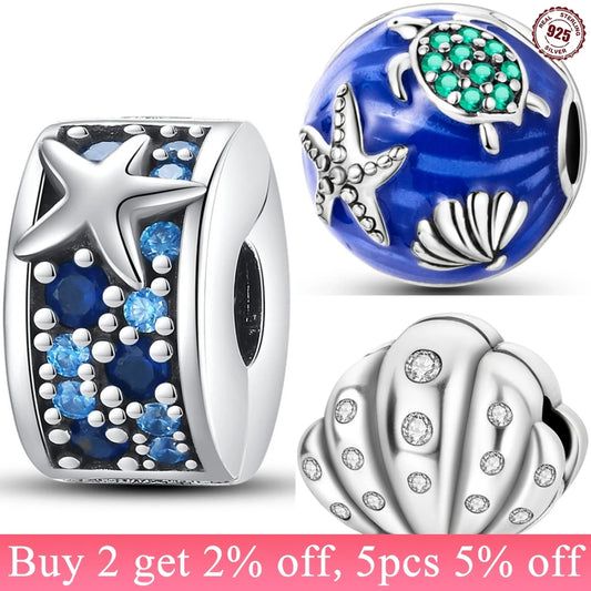 925 Sterling Silver Sea Turtle Shells Ocean Series Charms