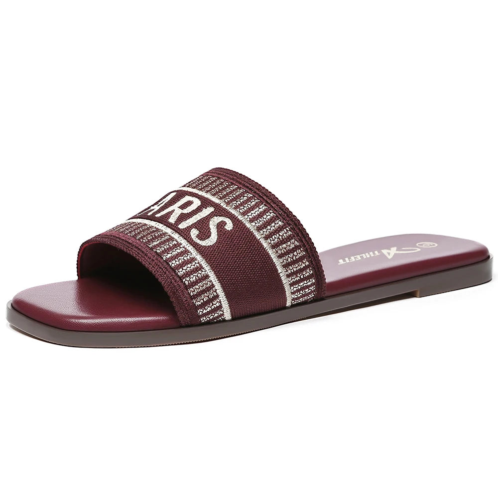 Letter Flat Sandals Casual Comfortable Slip Slide  Vintage Slippers