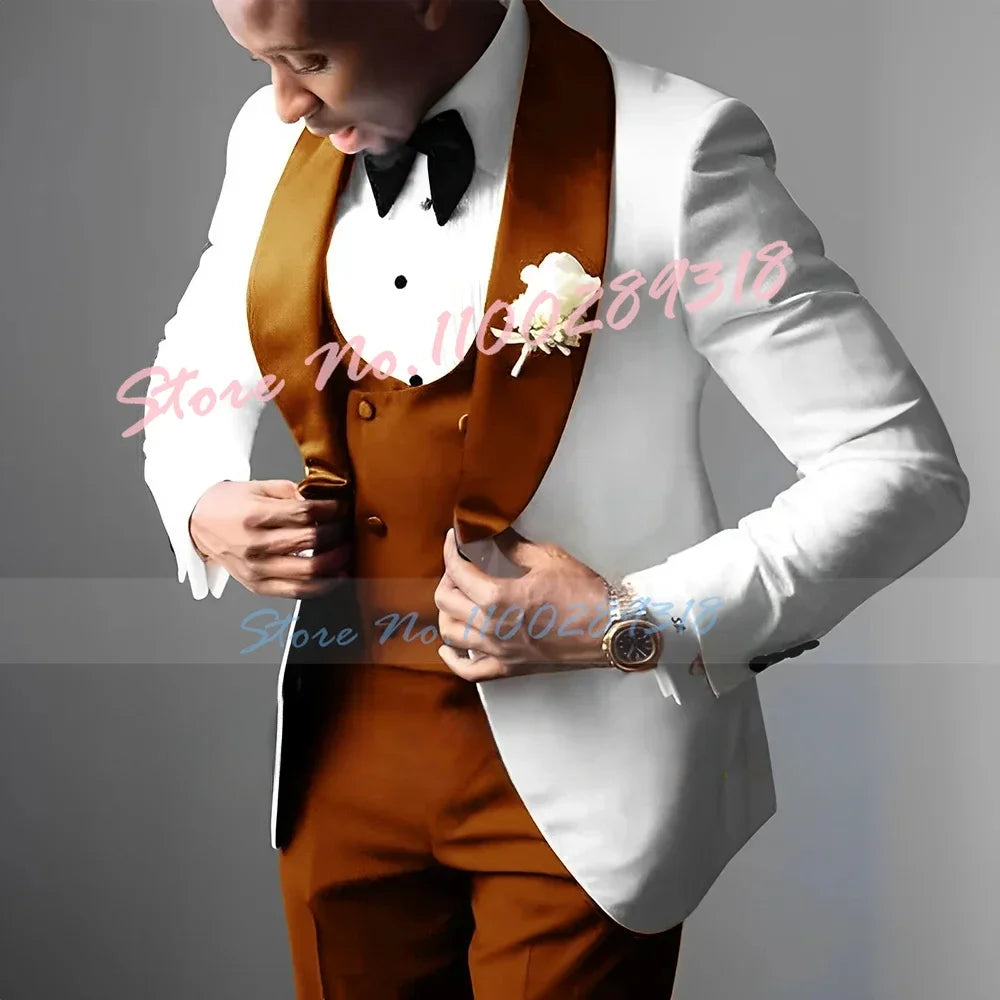 Men's Wedding Tuxedo Elegant Men's Suit Jacket Pants Vest 3-piece Set Wedding Suits for Men
