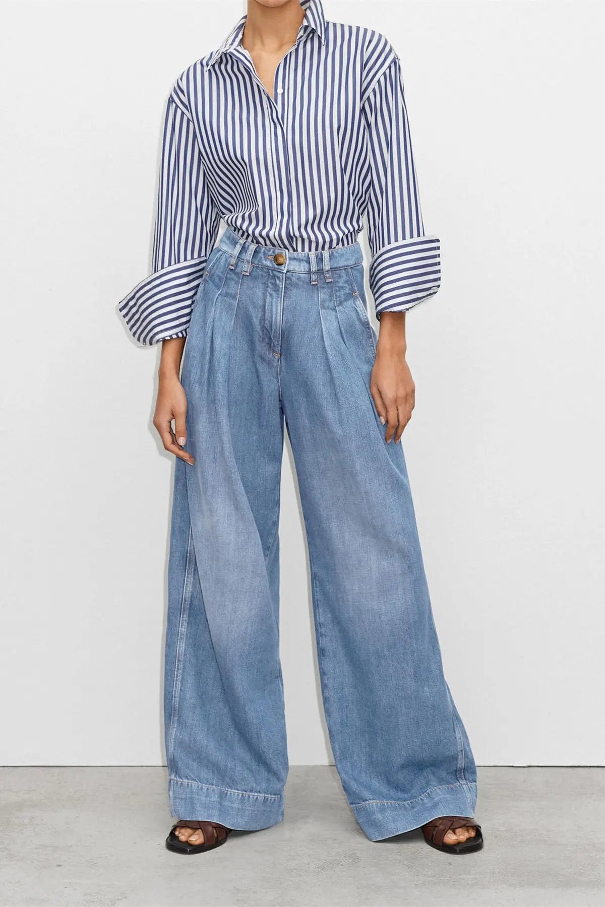 Women's Denim Pants High Waist Wide Leg Jeans Baggy  Casual Straight Leg Denim Pants Female Vintage Blue Baggy Trousers
