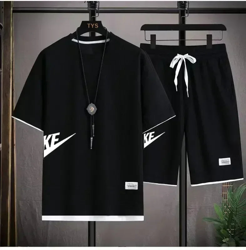 Summer Men's Suit Casual Fashion Sportswear Men's Short-sleeved T-shirt + Sports Shorts Casual Men's Jogging Suit