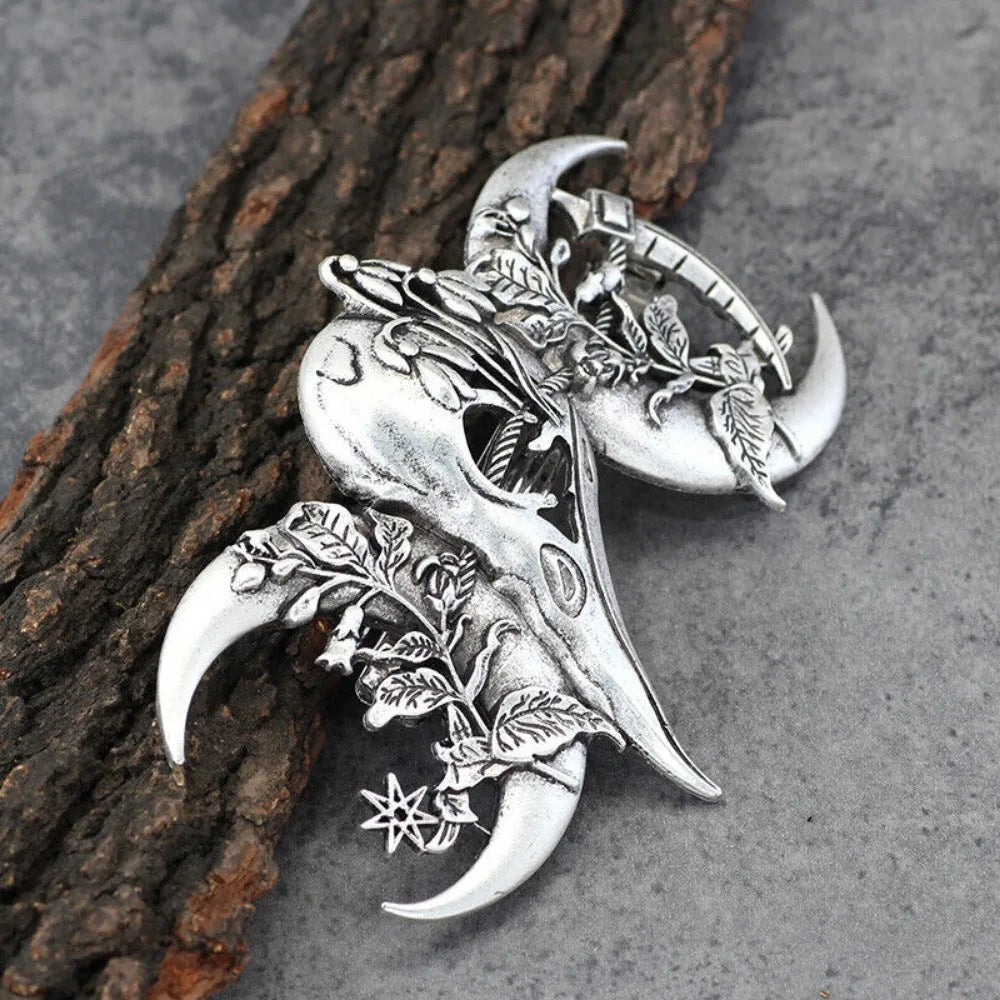 4PCS Witch Viking Norse celtic raven skull Barrette Gothic Hair Accessory