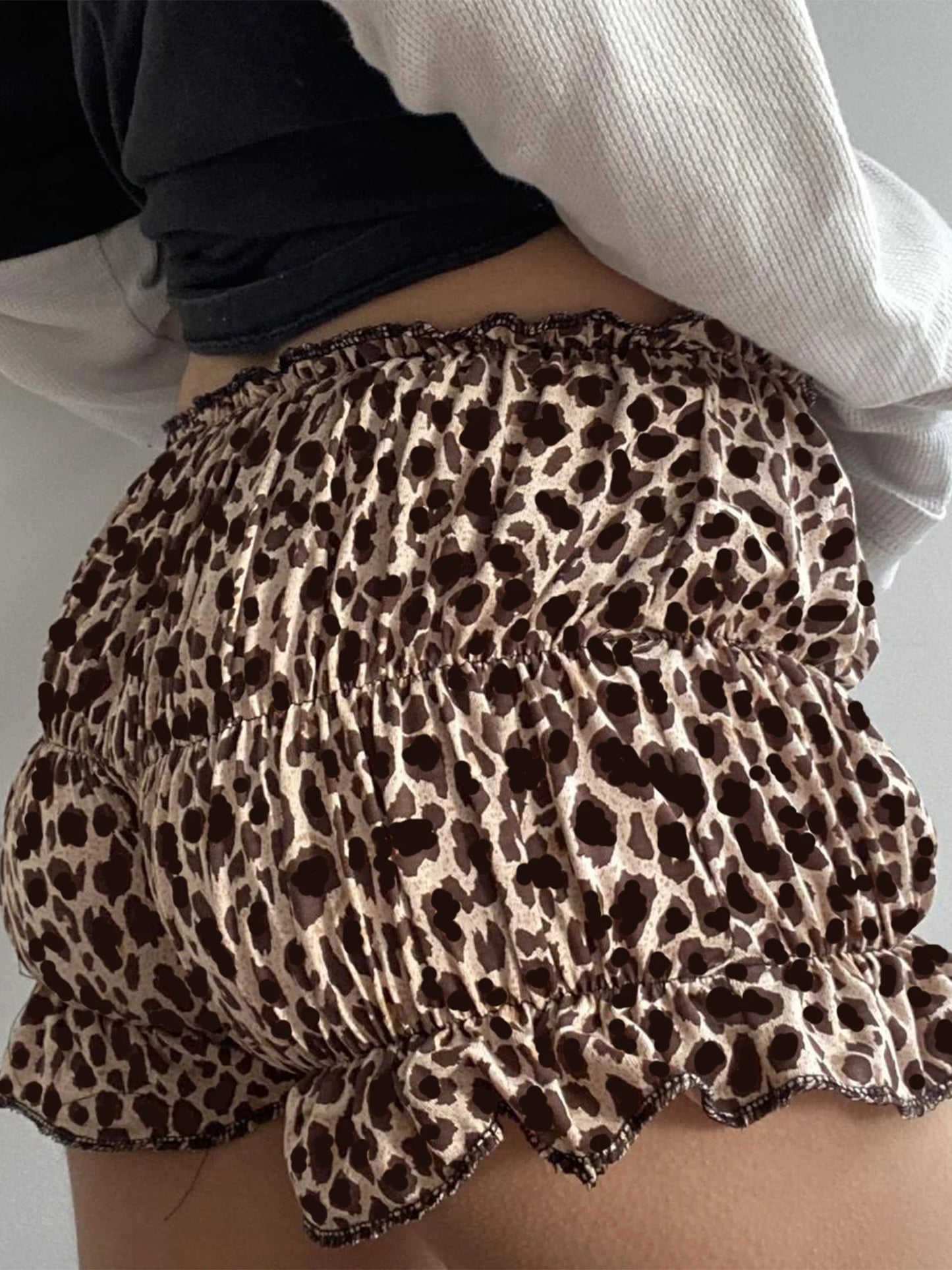 Women s Zebra Print Ruched Stylish High Waist Shorts with Elastic Waist
