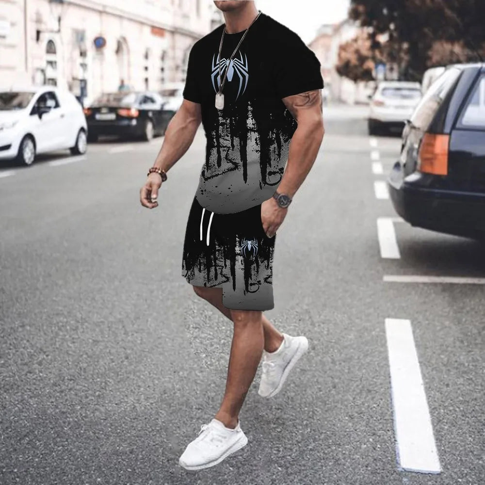 3D Printed Men s Casual Luxury Gradient T-Shirt Shorts Set Tracksuit Male 2 Pieces Fashion Outfit Man Clothing Jogging Suit