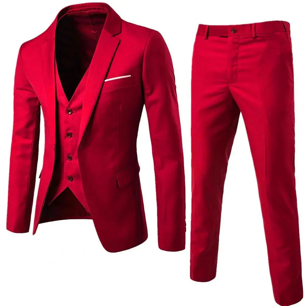 1 Set Vest Pants Set Solid Color Style Single Breasted Vest Coat Zipper Closure Trousers