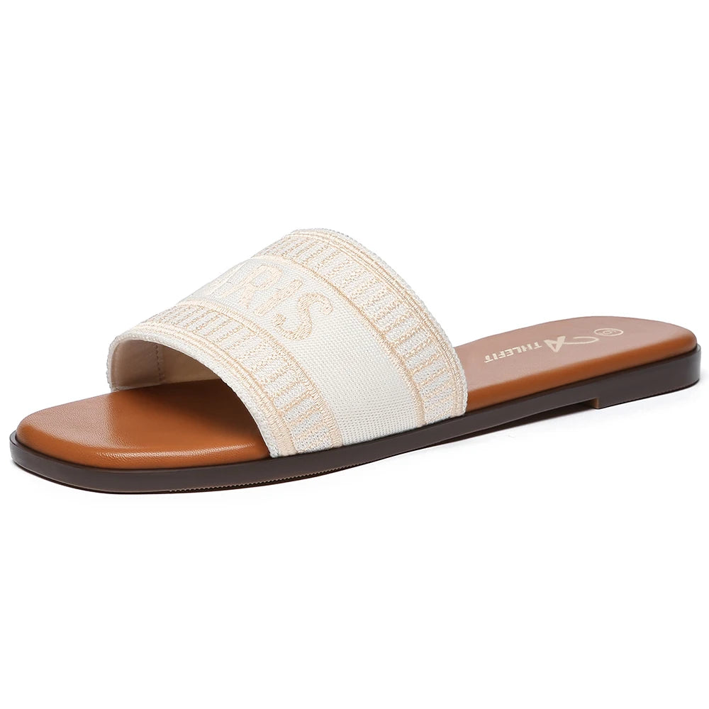 Letter Flat Sandals Casual Comfortable Slip Slide  Vintage Slippers