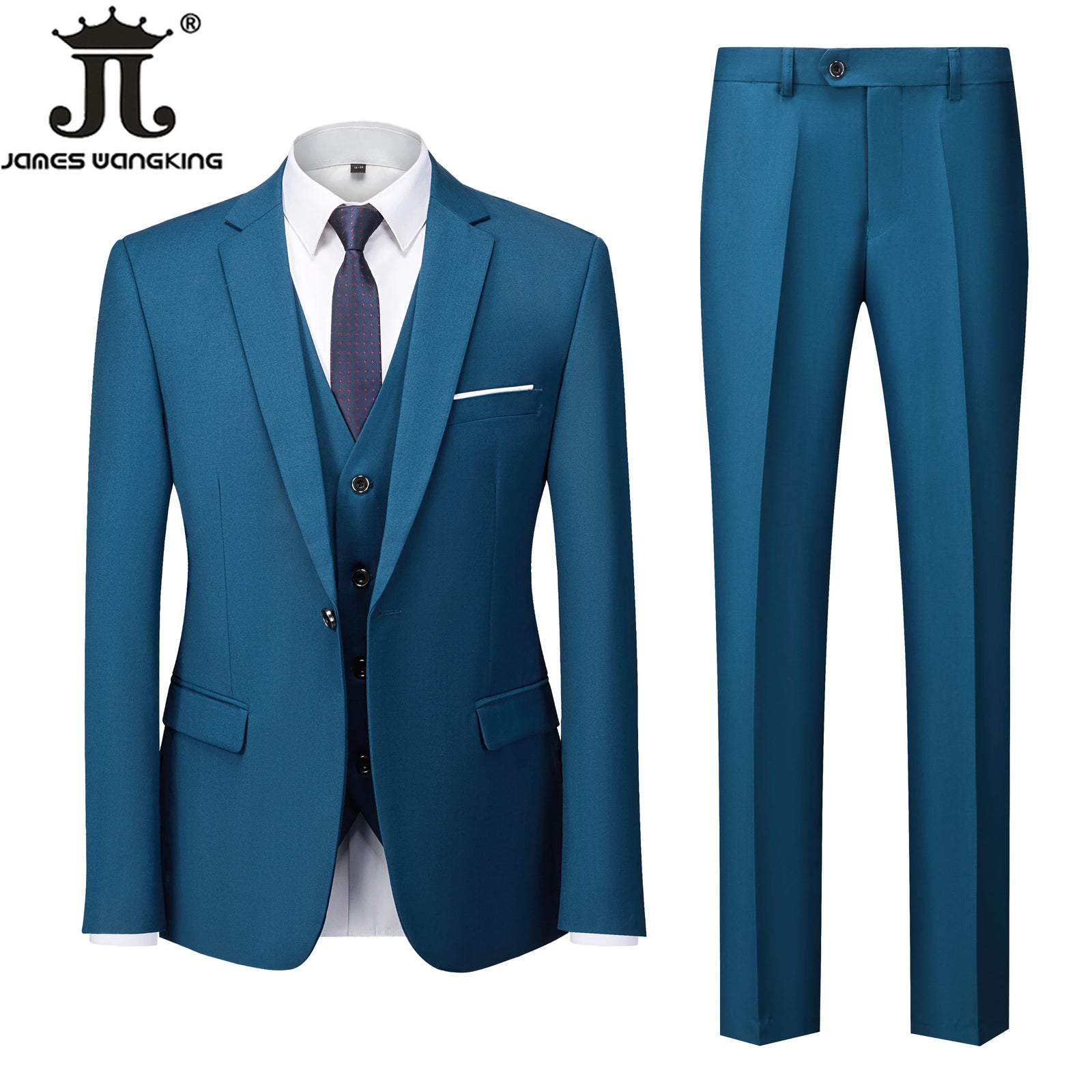 Jacket + Vest + Pants  Boutique Solid Color Men's Official Business Suit Bride's Wedding Dress Party Male Suit