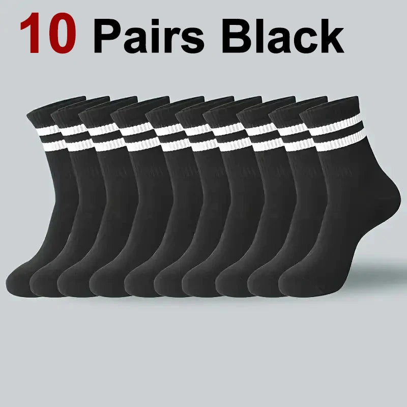 5/10/20 Pairs Neutral Solid Color Round Neck Socks Spring Summer Sweat Absorbing Breathable Soft Comfortable Couple Sports Socks