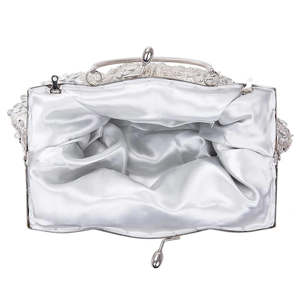 Women's Handbag Floral Designer Evening Bag Beaded Sequin Design Vintage Kissing Lock Satin Purse Bag Wedding Party Clutch Bags