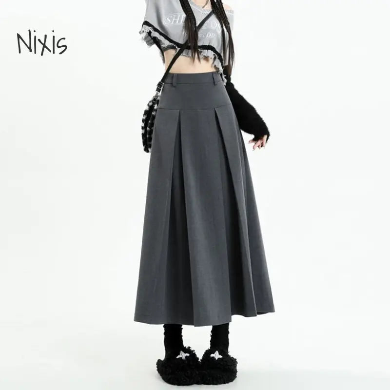 Vintage  High Waist Pleated Umbrella Skirt