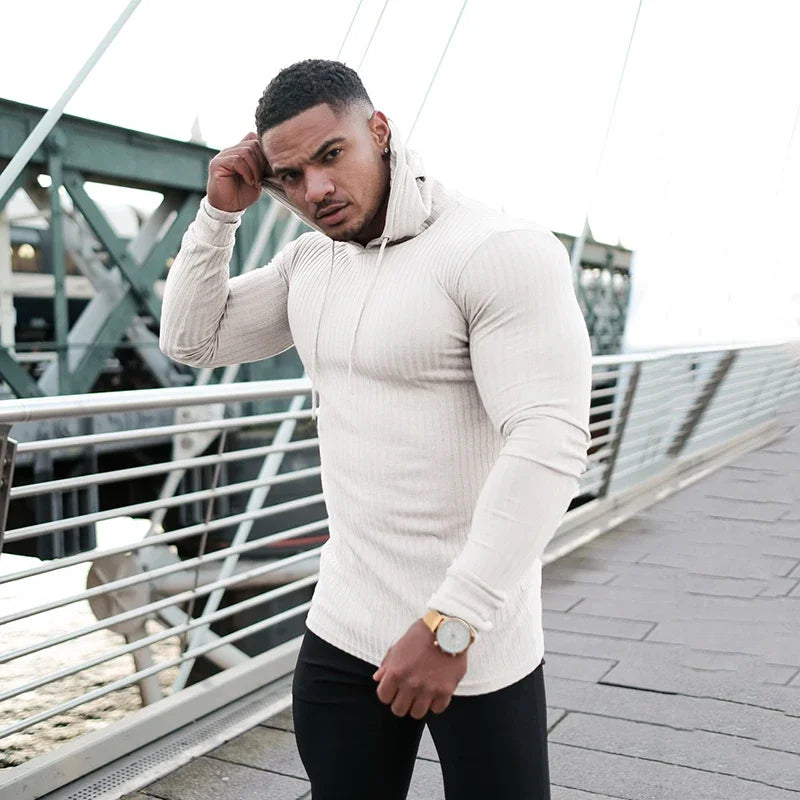 Spring Fashion Hooded Sweaters Men Casual Turtleneck Sweaters Slim Fit Sports Pullover