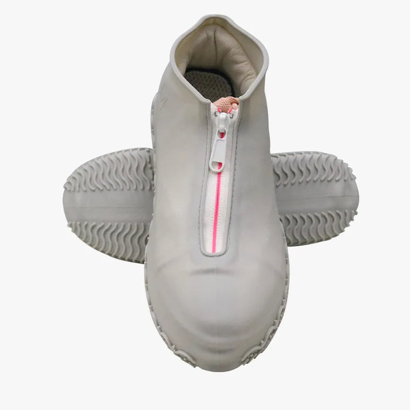 Waterproof Zipper Silicone Shoe Cover Rain Boots Unisex Outdoor Solid Non-Slip Wear-Resistant Reusable Shoe Cover