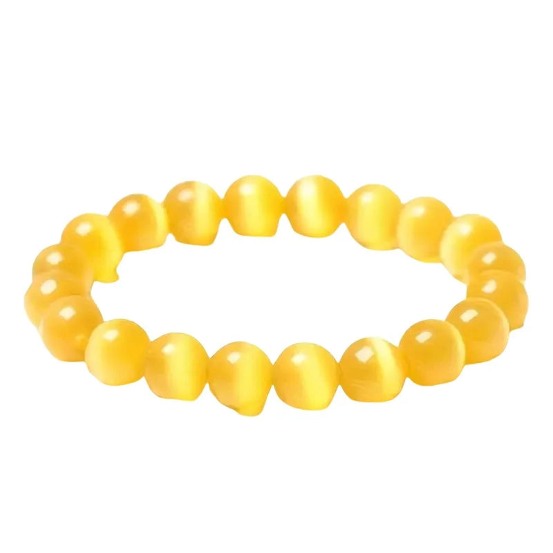 8mm Radiant Opal Beaded Bracelet - Adjustable Stretch for Yoga Meditation - Delicate Handcrafted Jewelry