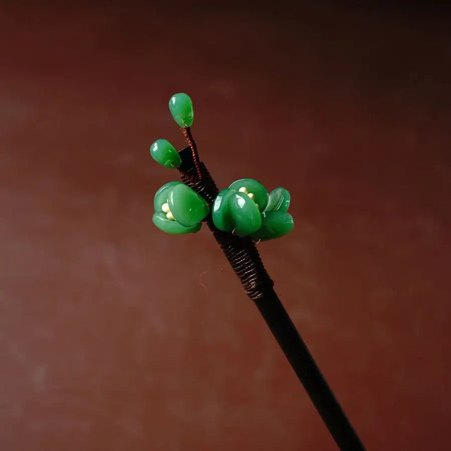 Floral Hair Pins Handmade Wooden Twist Bun Pin Chopsticks Flower Hair Clips Chinese-style Hair Stick