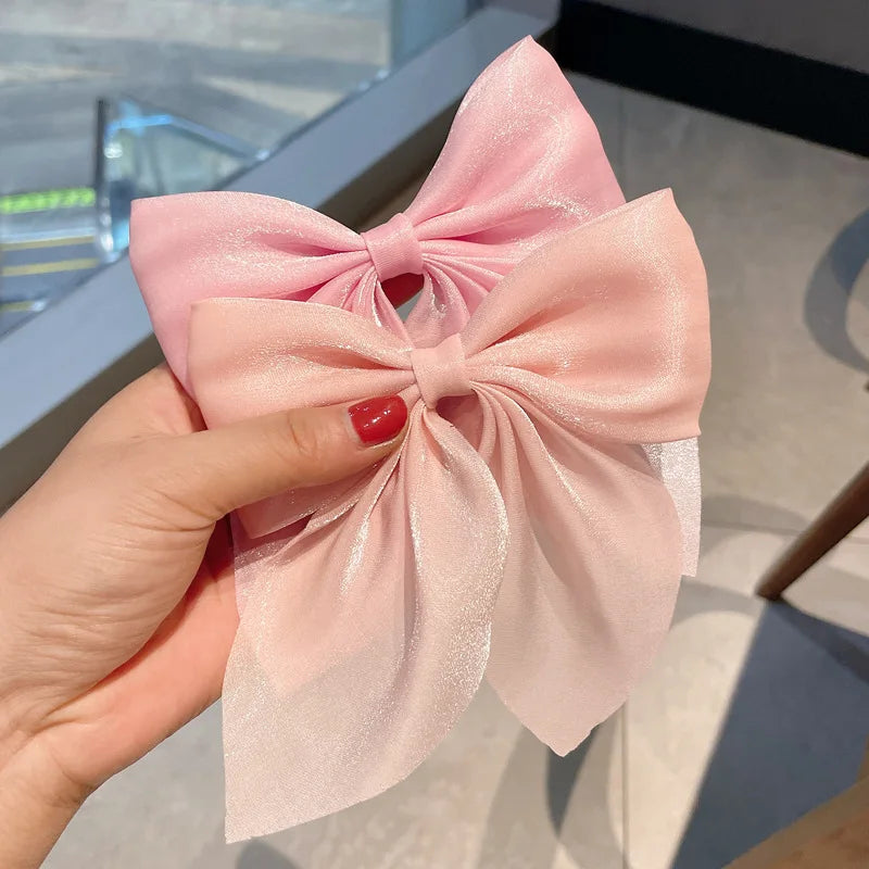 Big Hair Bow Ties Hair Clips Satin Two Layer Bow for Women Bowknot Hairpins Trendy Hairpin Girl Hair Accessory