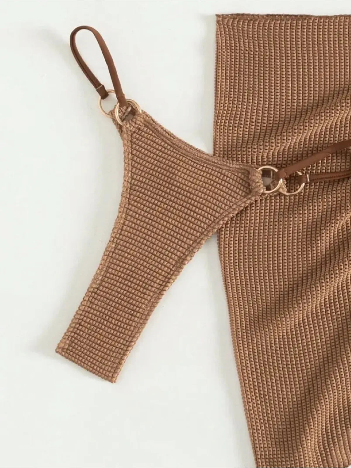 Brown Bikini Set Women Halter Push Up Bra Skirt 3 Piece Swimsuit Summer Bathing Suit Cover Up Thong Swimwear