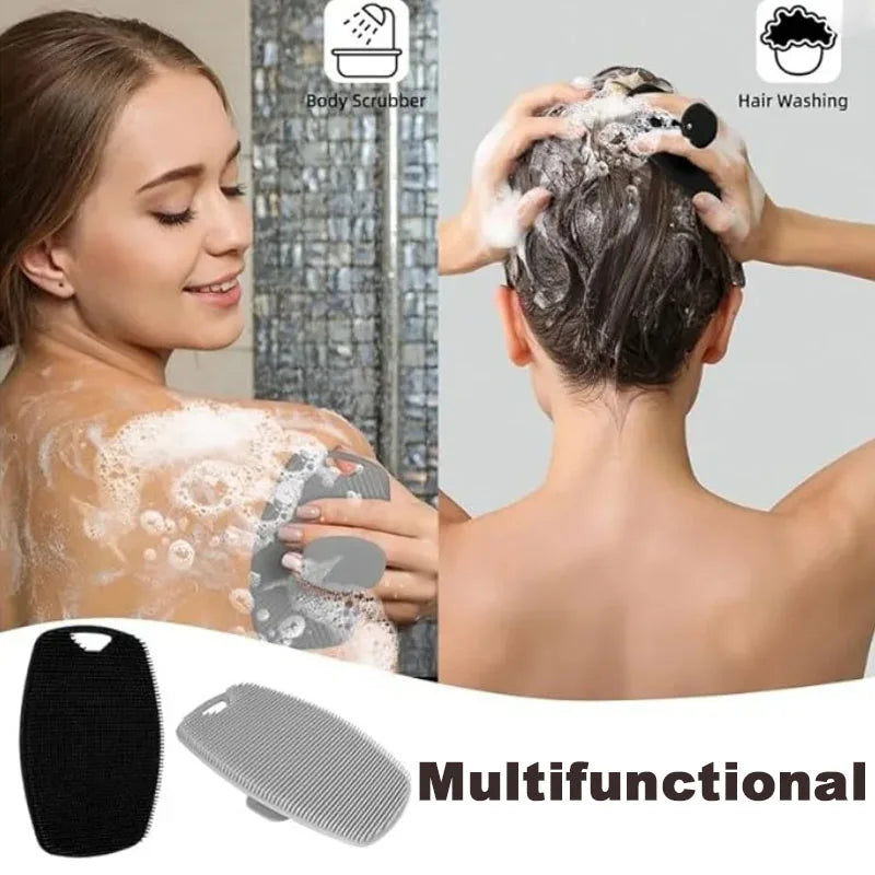 1/2pcs Soft Silicone Exfoliating Bath Brush With No Slip Handle Body Massages Skin Scrubber