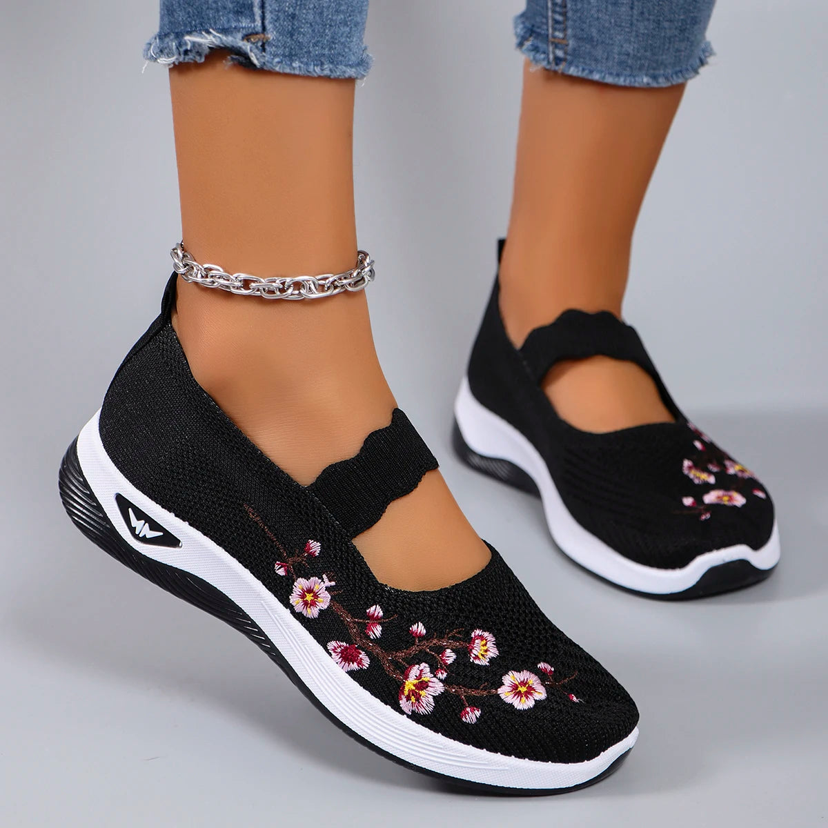 Women's sports shoes, fashionable, breathable, lightweight, non-slip, wear-resistant, casual sports shoes, flat shoes