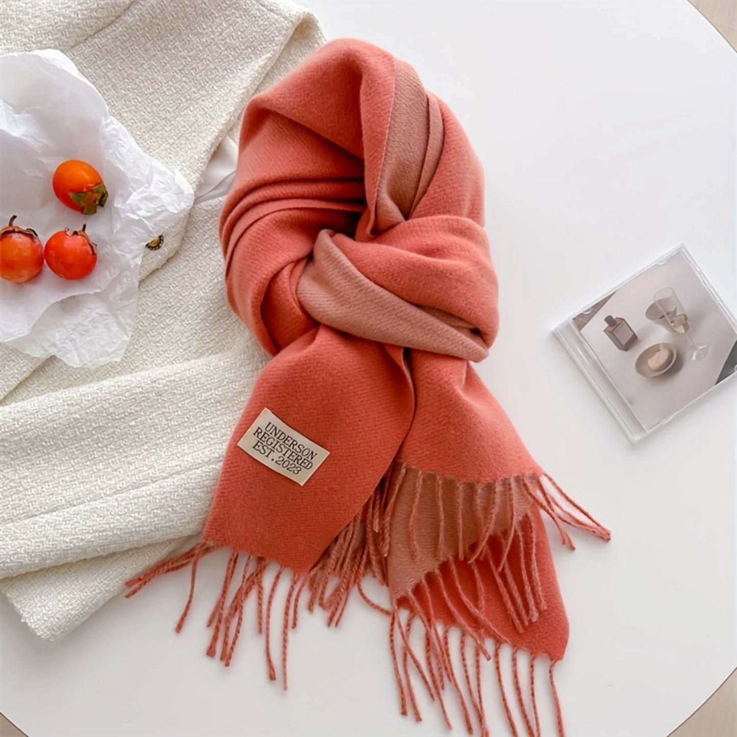 Luxurious Solid Color Tassel Scarf - Soft & Cozy Imitation Cashmere Shawl