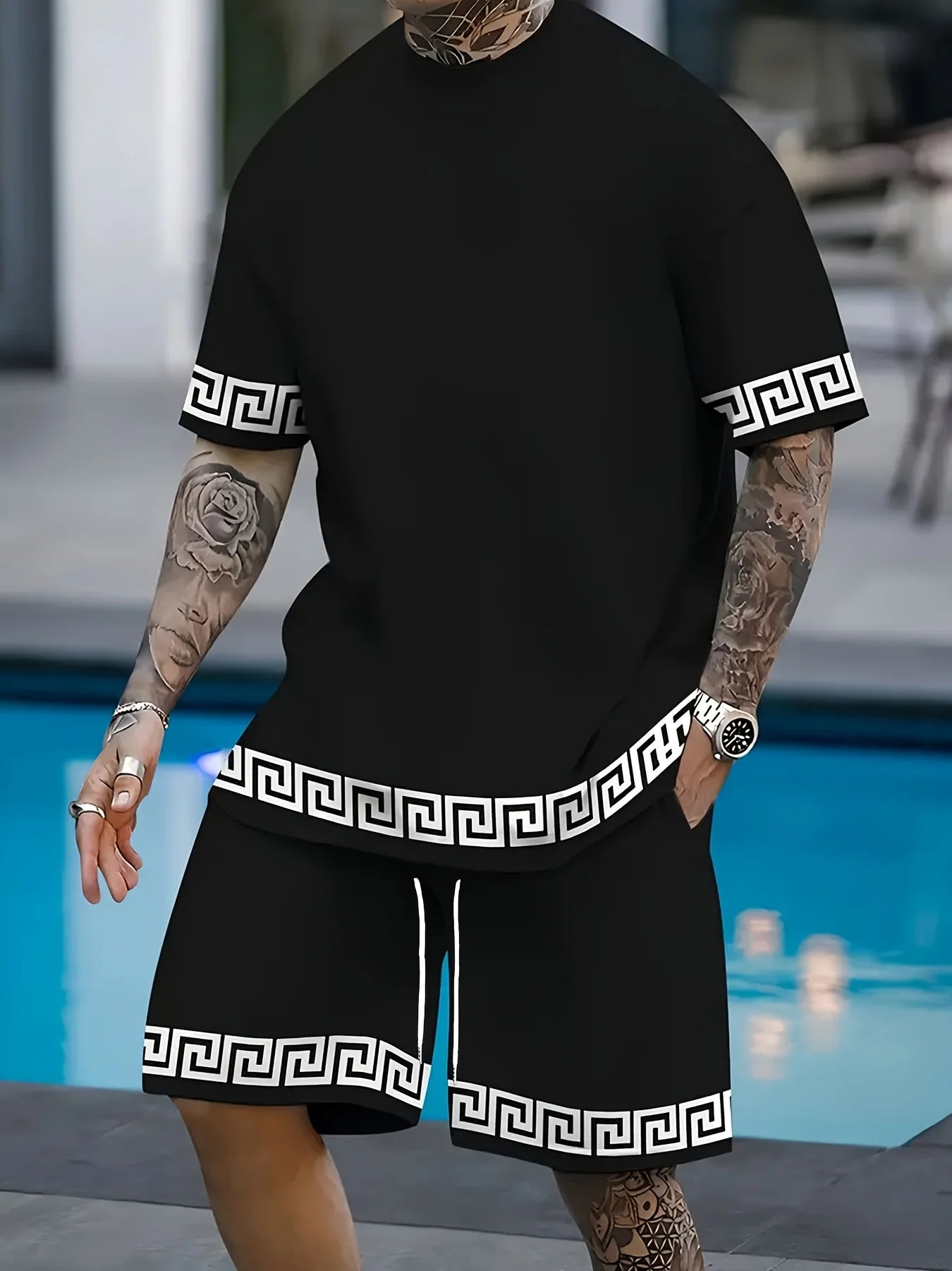 Summer  men's suit 3D printed men's short sleeves and shorts set Summer casual daily men's T-shirt Outdoor casual fashion