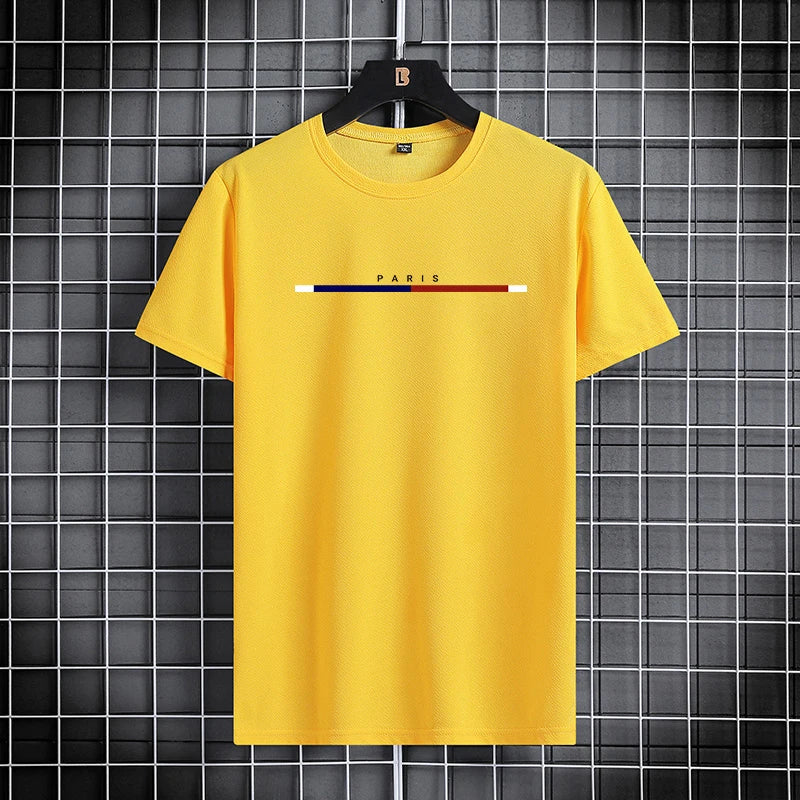 Summer men's short sleeved shorts set with round neck quick drying sports T-shirt thin breathable running sportswear