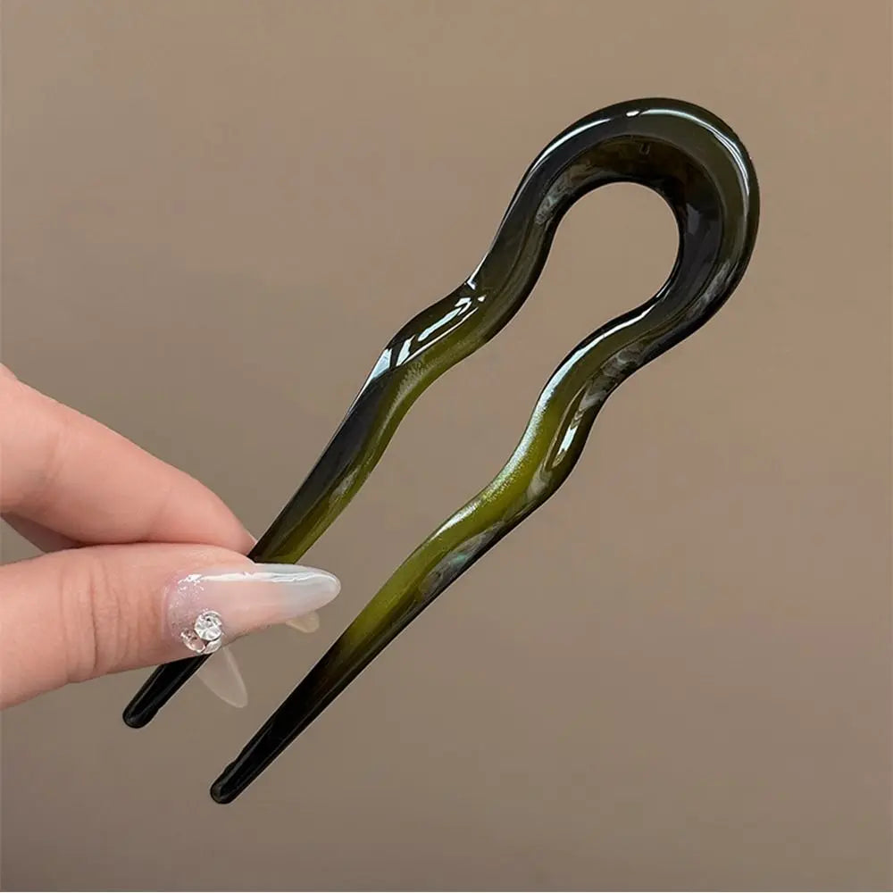 U-Shaped Hair Fork Fashion Tortoiseshell Acetate Acrylic Hairpin Geometric Design Headwear Hair Sticks Women
