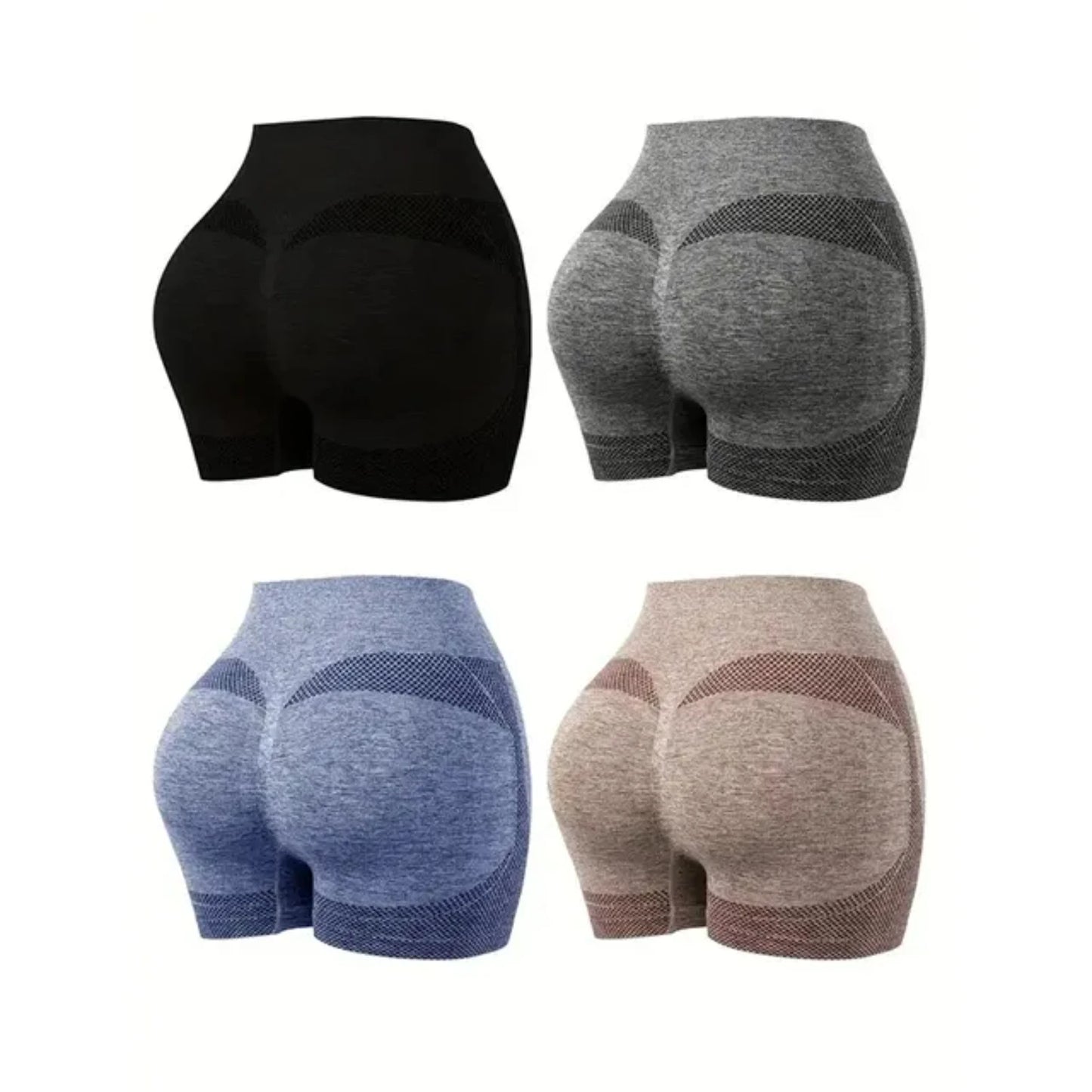 Tight Seamless Yoga Shorts Four-Piece Set  Running Exercise Fitness Shorts