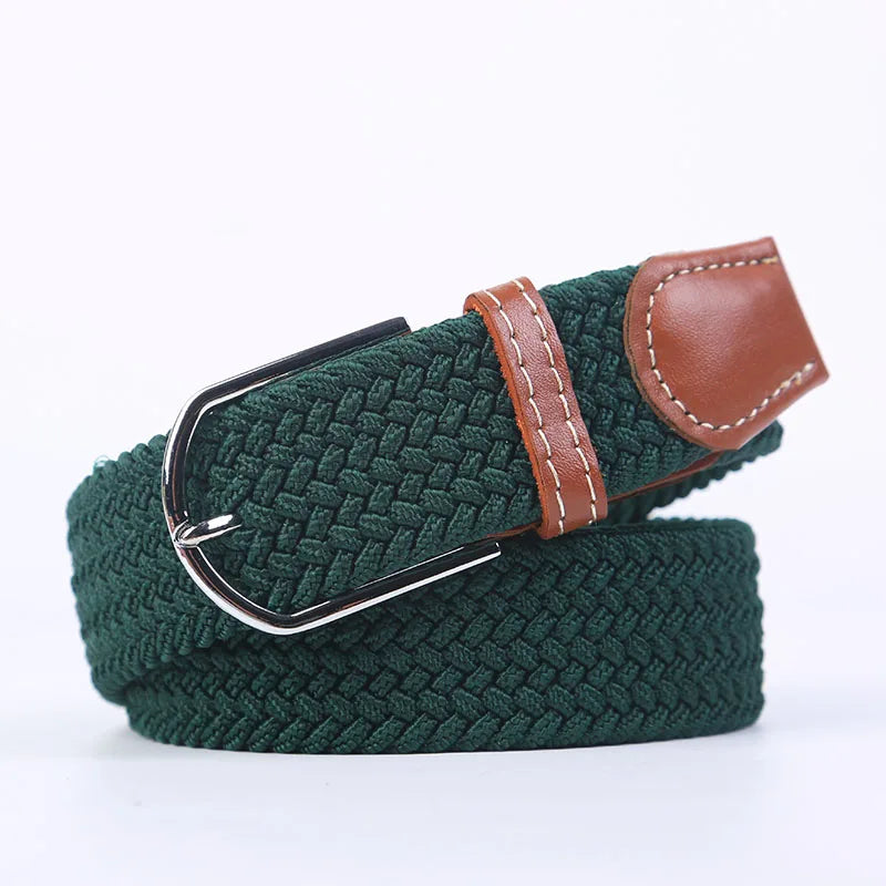 Casual Knitted Pin Buckle Belt Woven Canvas Elastic Expandable Braided Stretch Belts Women Jeans