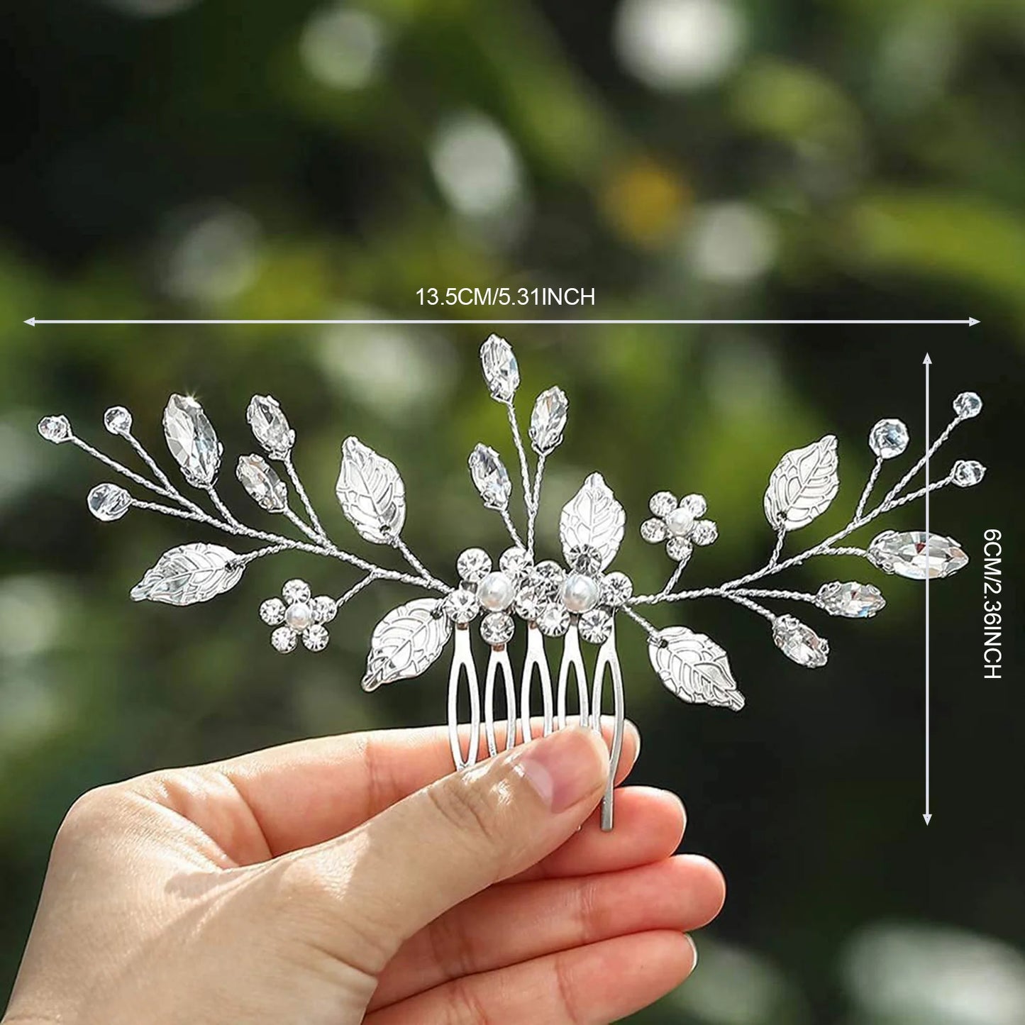Crystal Pearl Hair Comb Clip Pin Alloy Leaf Hair Comb Handmade Headband For Women Bride Wedding Hair Accessories Jewelry